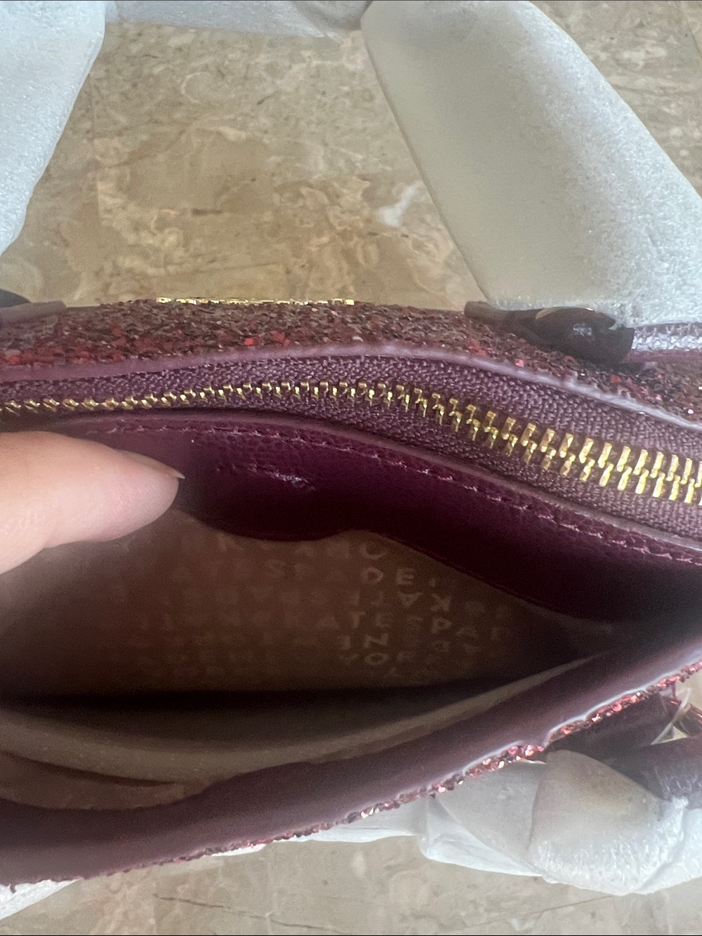 kate spade mini reiley laurel way Glitter Dome Satchel/crossbody in Deep Plum - Picture 5 of 7